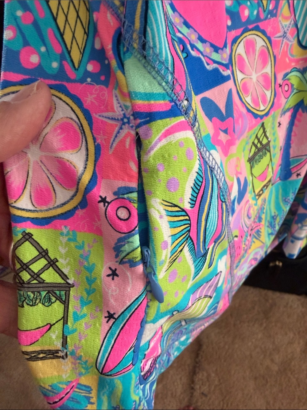 Lulu-B Neon Multicolor Beach Print Long Sleeve Top - Picture 2 of 4
